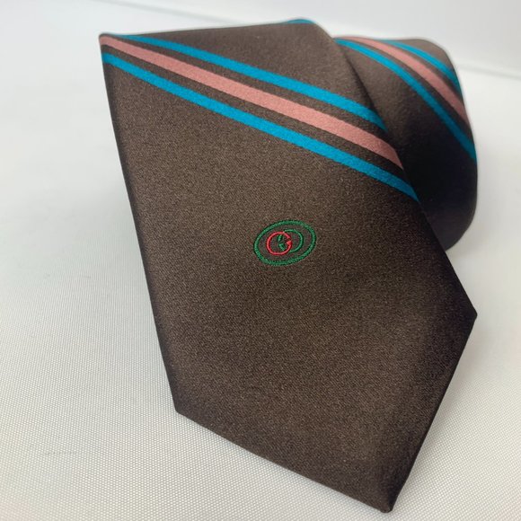 Gucci Gimental Striped Silk Tie in Brown - Picture 2 of 10